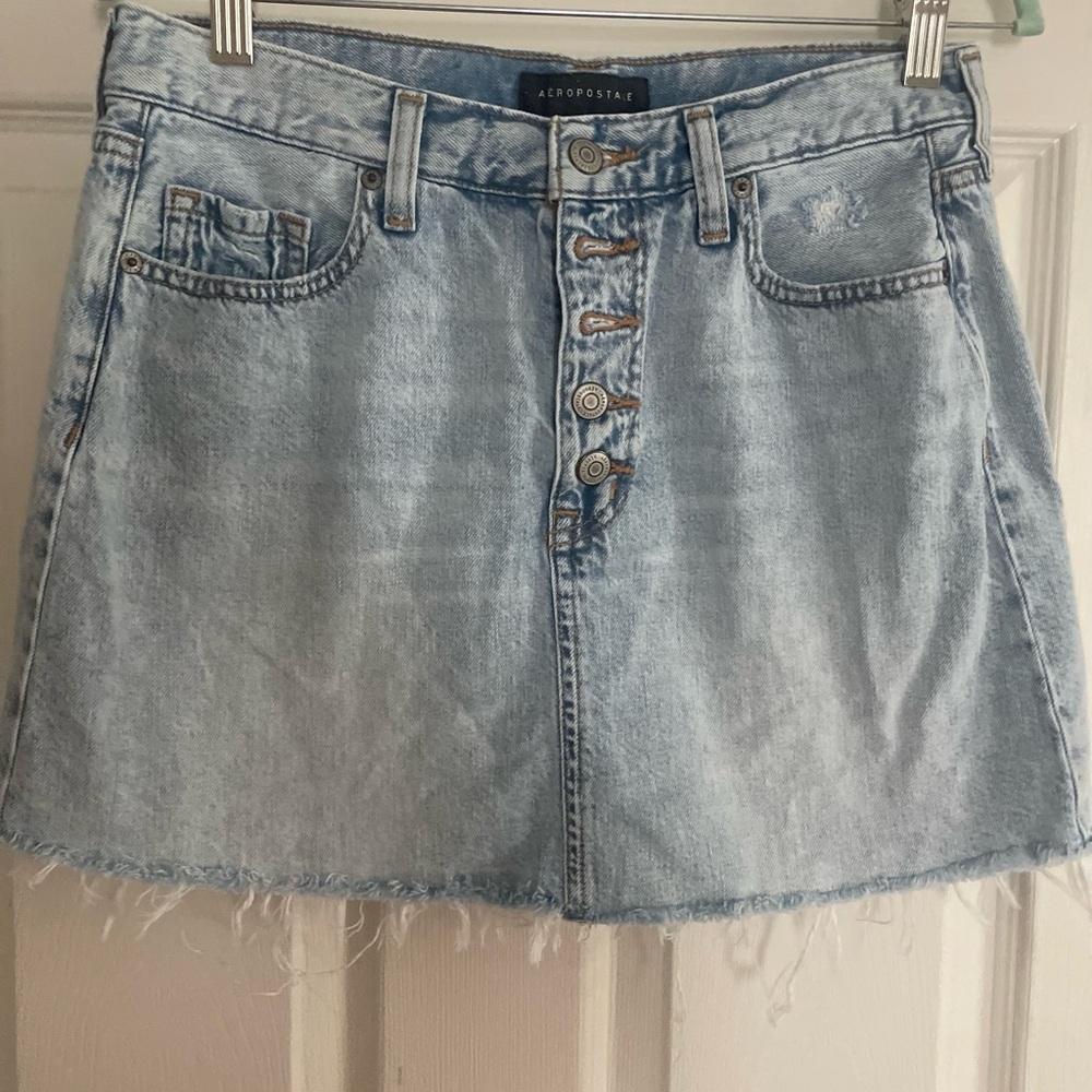 Aeropostale Faded‎ Blue Button-Up Mini Skirt
